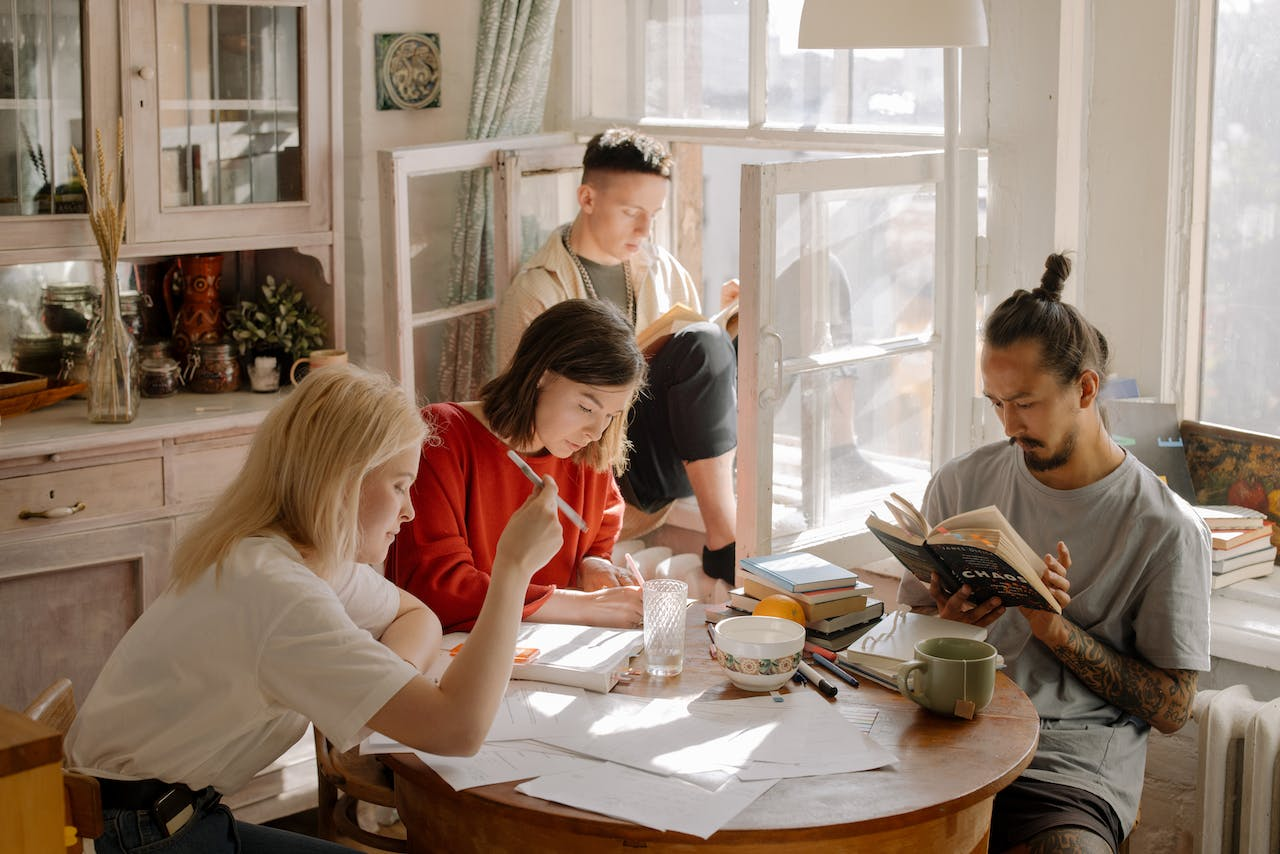 a group of friends sharing thoughts and learning together