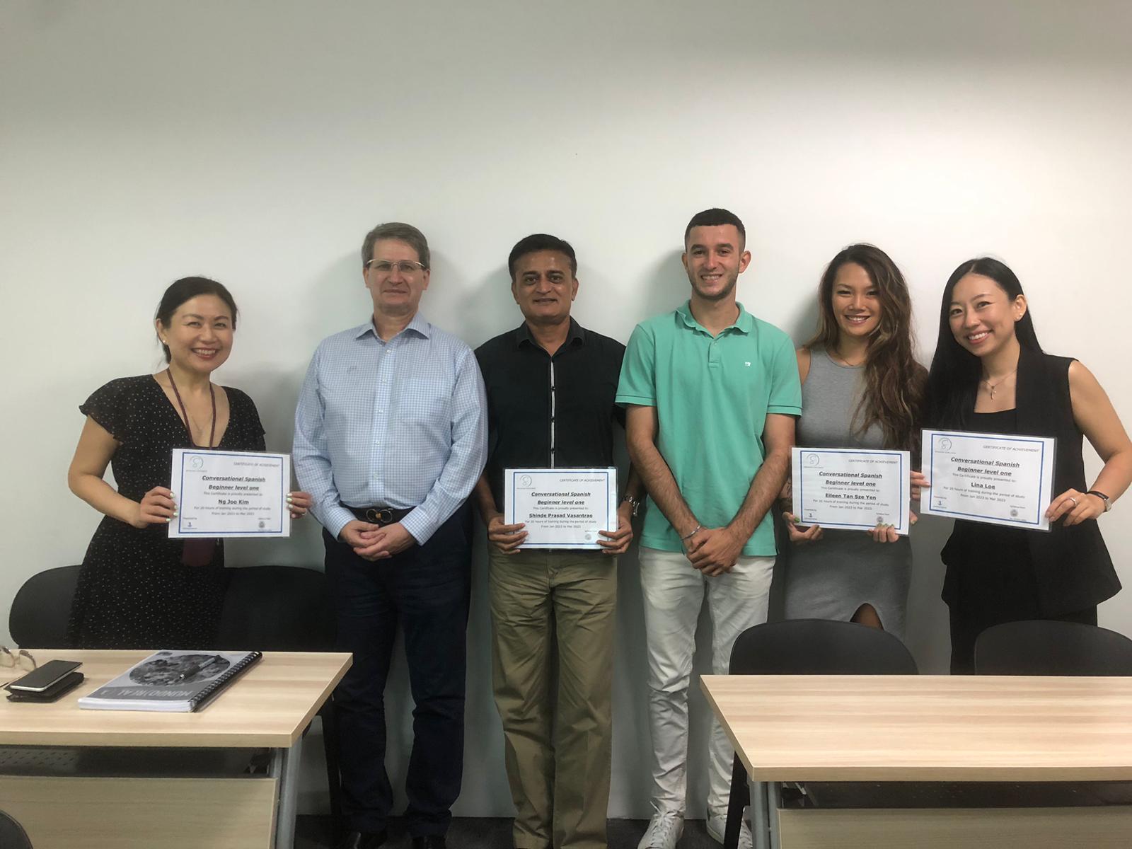 Beginner 1 Spanish students during a class at Spanish Explorer, Singapore