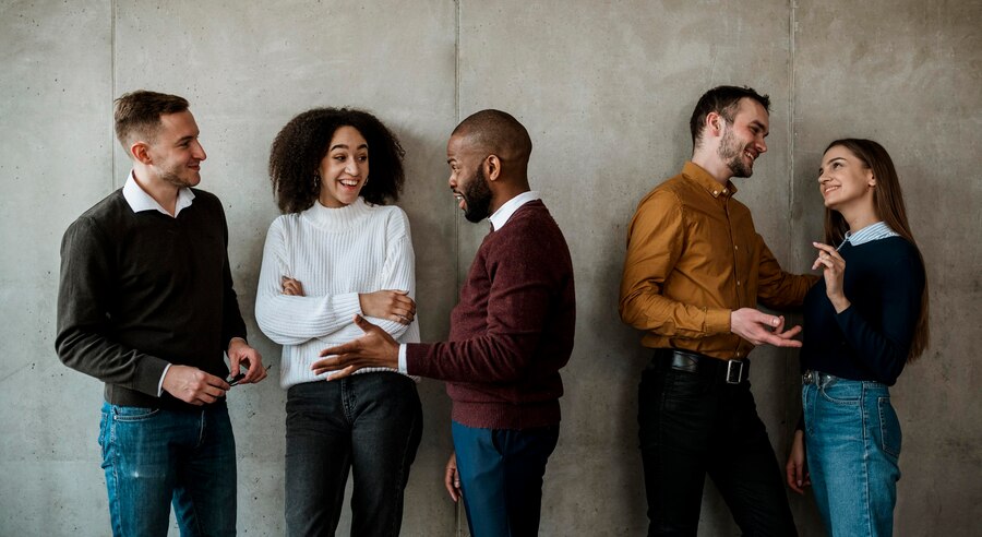 Group of people communicating with each other